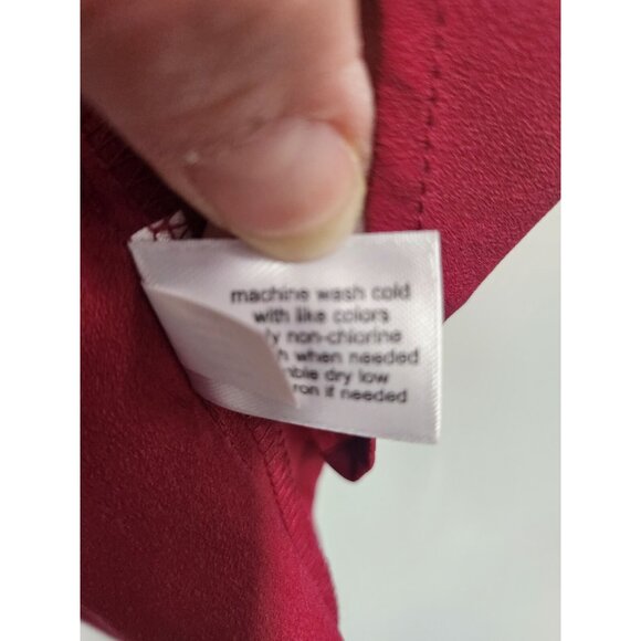 Lane Bryant Womens Blouse Top Size 18 Maroon Cold Shoulder Keyhole Neck Casual - Picture 8 of 10